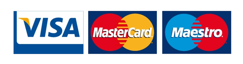 We accept the following cards - Visa - Mastercard - Maestro - Paypal
